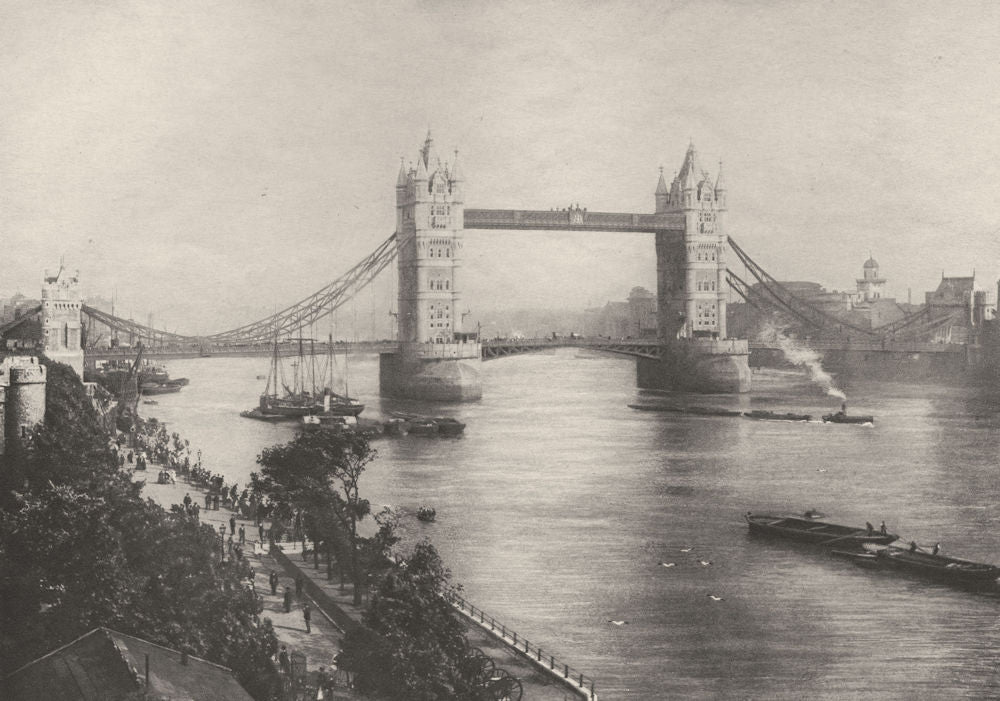 LONDON. The Tower Bridge 1901 old antique vintage print picture